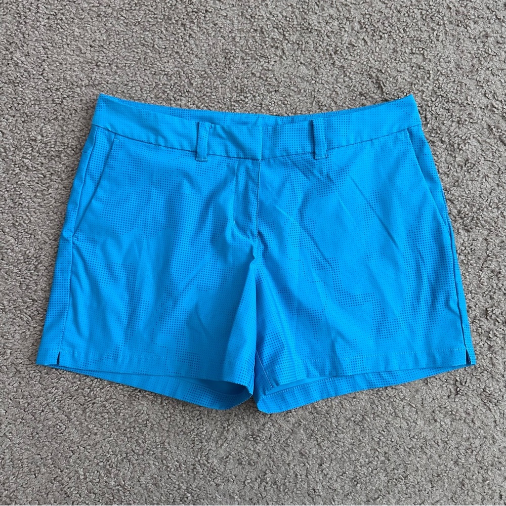 Nike Dri-Fit Womens Shorts 6 Blue Logo Embroidery